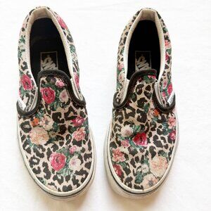 Vans Kids Leopard Floral Slip-On Shoes Size 13 Canvas Upper